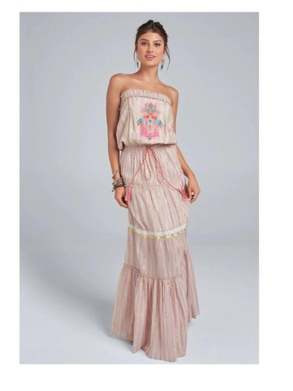 Venus Embroidered Strapless Dress Size S
